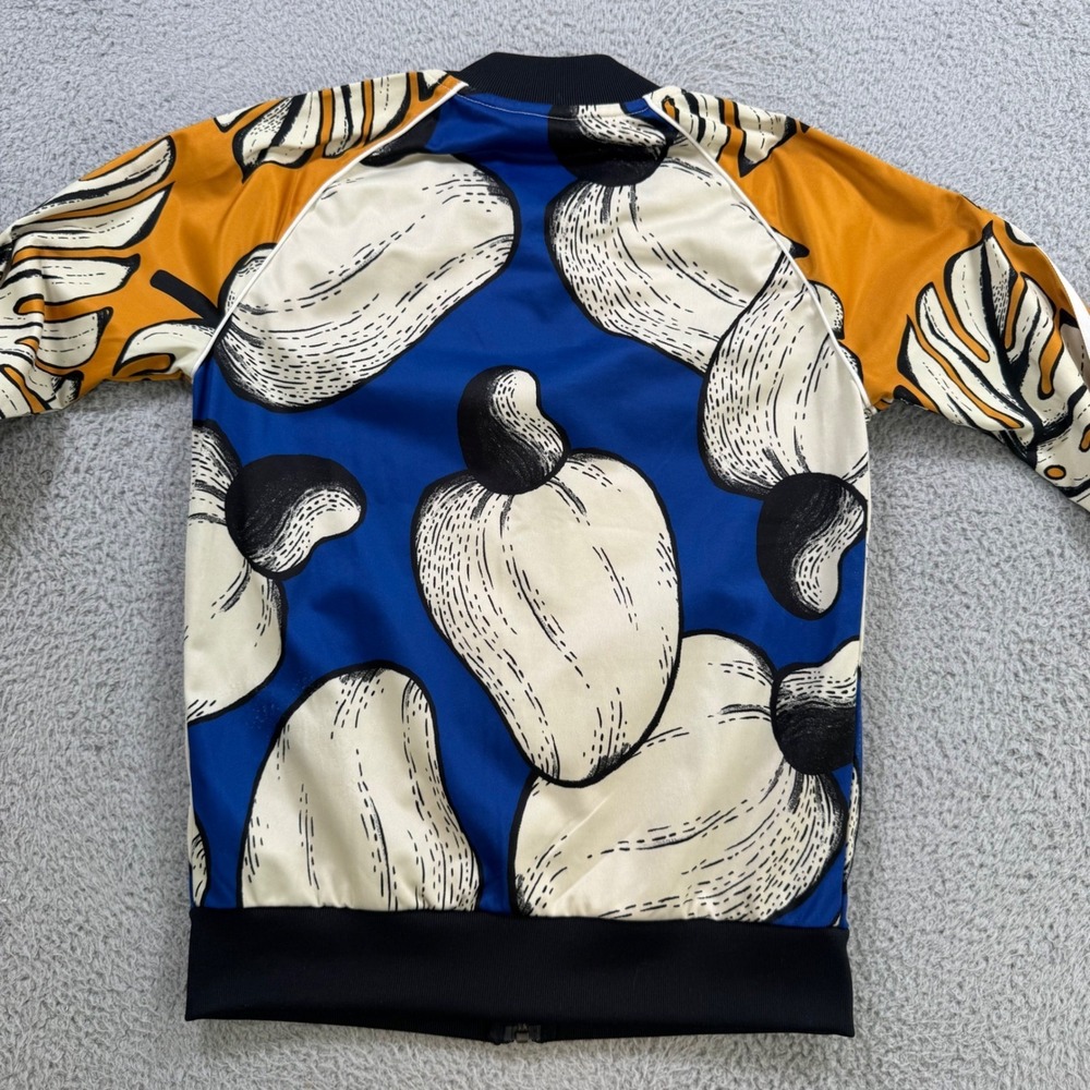Adidas Womens Tropical Cashew Print Track Jacket Blue Orange XS - Picture 7 of 8